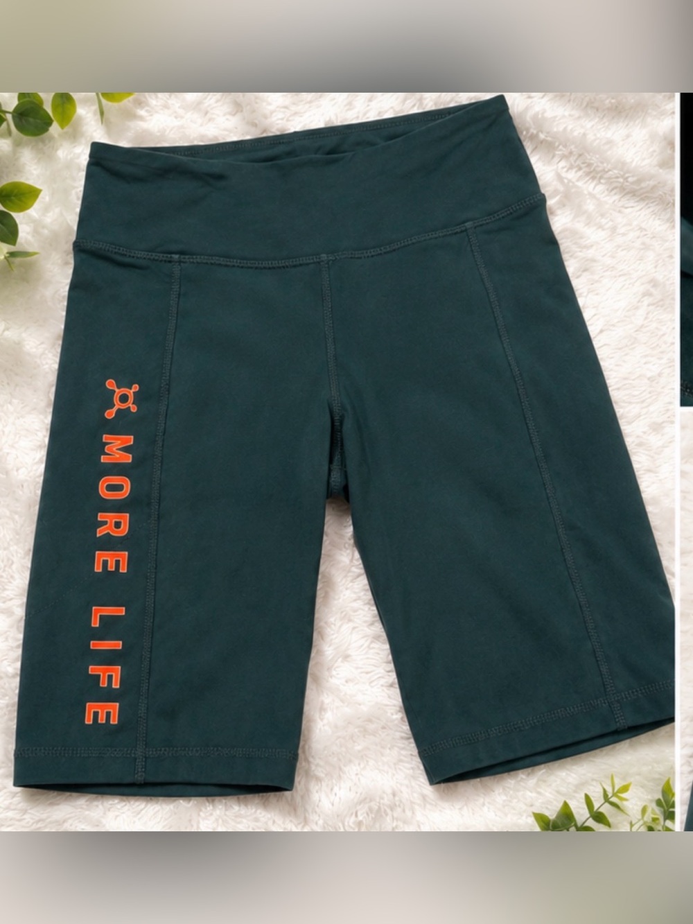 Orangetheory Dark Teal High-Rise Bike Shorts with Orange Logo